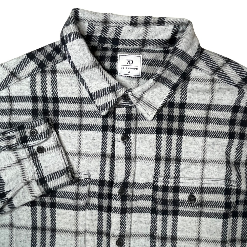 New 7 Diamonds Flannel Shirt Mens XL Grey Generation 4-Way Stretch Plaid NWT